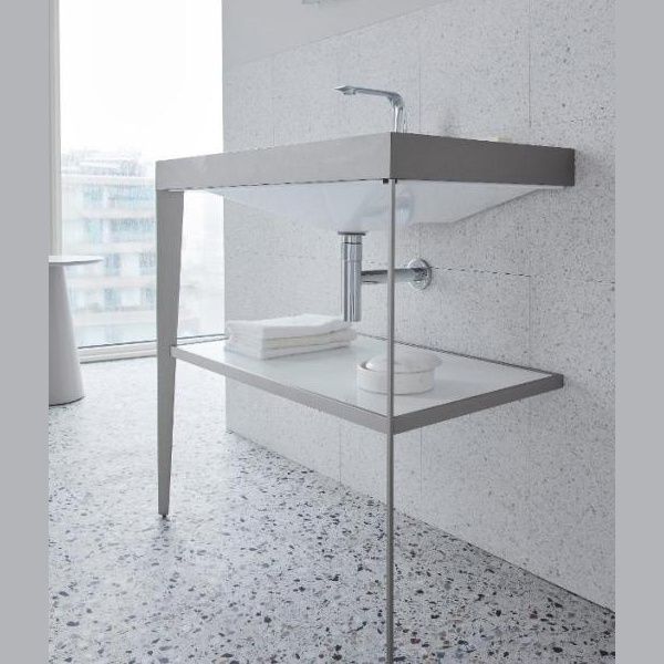 Умывальник мебельный с напольной c-bonded металлической консолью DURAVIT XVIU XV4715NB289, черный матовый 800006097 фото