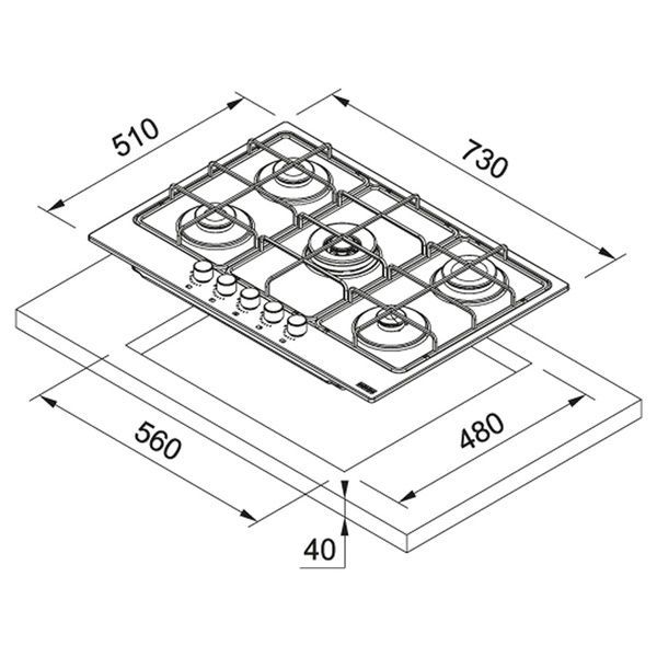 Газова варильна поверхня FRANKE SMART FHSM 755 4G DC XS C 106.0554.394 800006347 фото