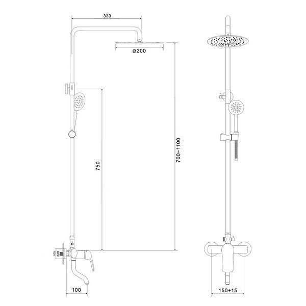 Душова система із змішувачем RJ FLORA RSZ072-3, хром 67231 фото