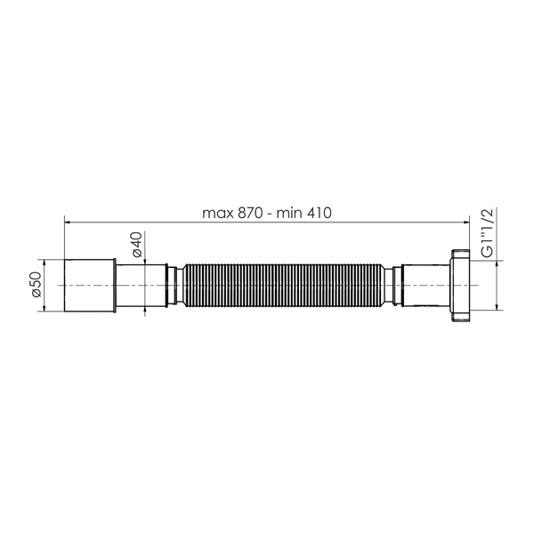 Гофра з гайкою 41-87 см, 1 1/2" хD40/50 IMPRESE w14100111G 94522 фото