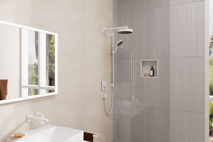 Душевой набор со штангой HANSGROHE RAINFINITY 28744700, белый матовый 800003757 фото