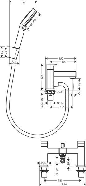 Змішувач на борт ванни HANSGROHE VERNIS SHAPE 71462670, чорний матовий 800004208 фото