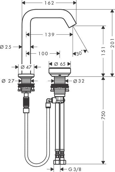 Змішувач для раковини з донним клапаном HANSGROHE TECTURIS S 73353700, білий матовий 800004058 фото