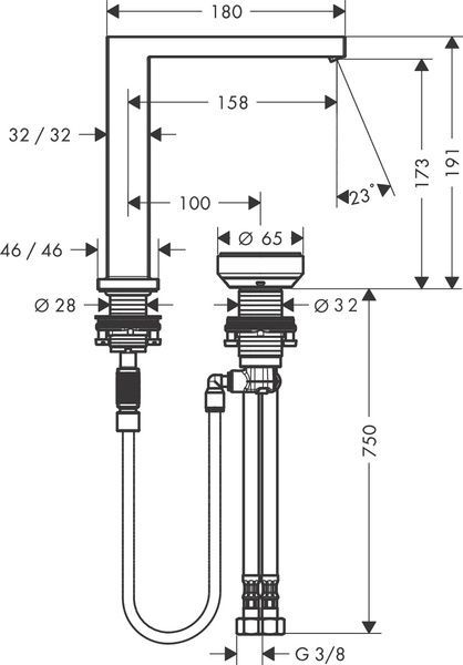 Змішувач для раковини з донним клапаном HANSGROHE TECTURIS E 73053000 96956 фото