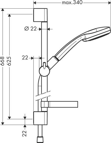 Душовий набір із душовою штангою та мильницею HANSGROHE CROMA 27776000 35033 фото