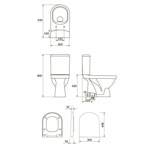 Унитаз напольный CERSANIT ZIP K119-023, 783 SIMPLE ON 021 3/5, белый 80000003296 фото