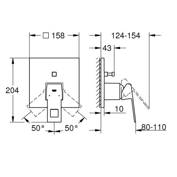Душова система зі змішувачем прихованого монтажу GROHE EUROCUBE 25238000 88020 фото