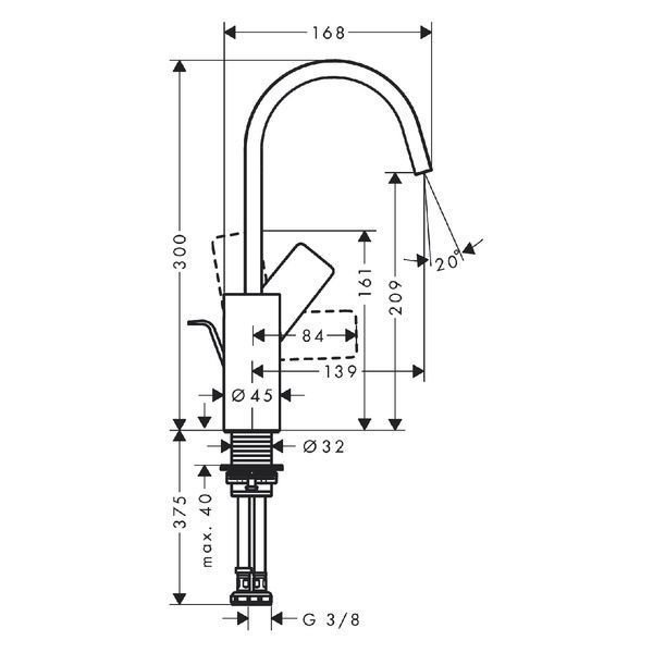 Смеситель для умывальника со сливным гарнитуром HANSGROHE VIVENIS 75030670, чёрный матовый 87857 фото
