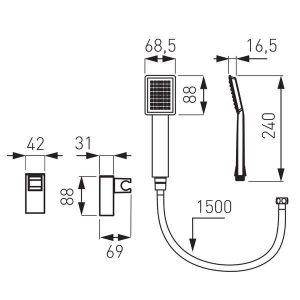 Душовий гарнітур FERRO Sinus U170B, хром 80000001753 фото
