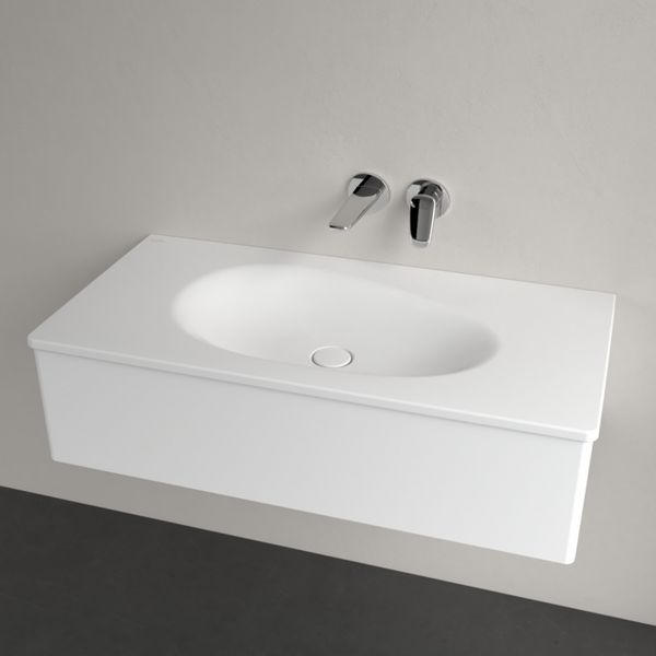 Умывальник накладной VILLEROY & BOCH ANTAO 4A76A3RW, 100x50см, без перелива, без отверстия под смеситель, Ceramic Plus, белый матовый 800005707 фото