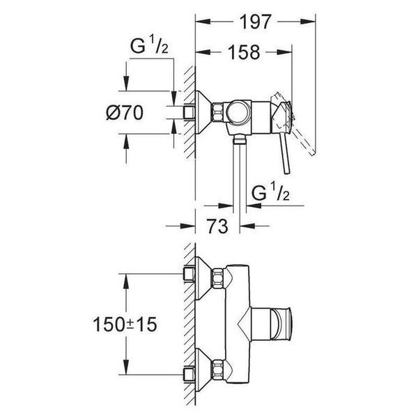 Змішувач для душу GROHE BAUCLASSIC 32867000 31280 фото