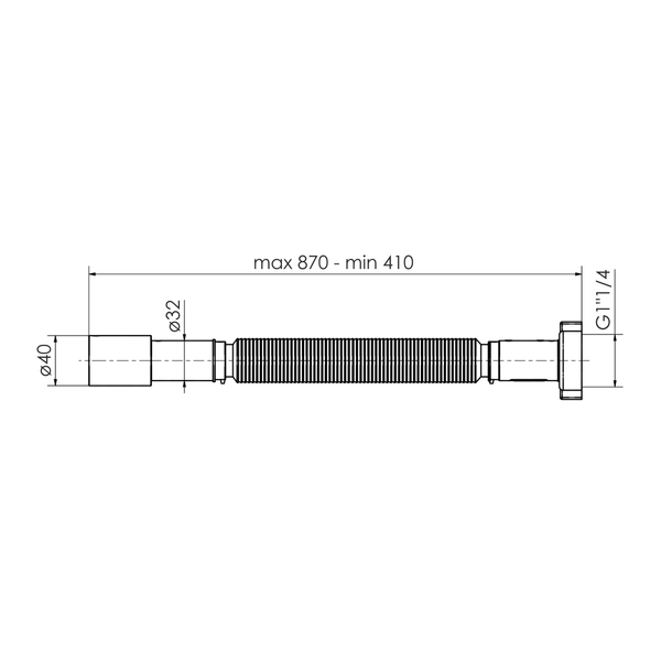 Гофра з гайкою 41-87 см, 1 1/4"хD32/40 IMPRESE w14100211G 94532 фото