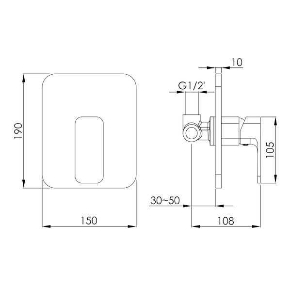 Смеситель скрытого монтажа 1 функция IMPRESE BILOVEC f04600901SA 93542 фото