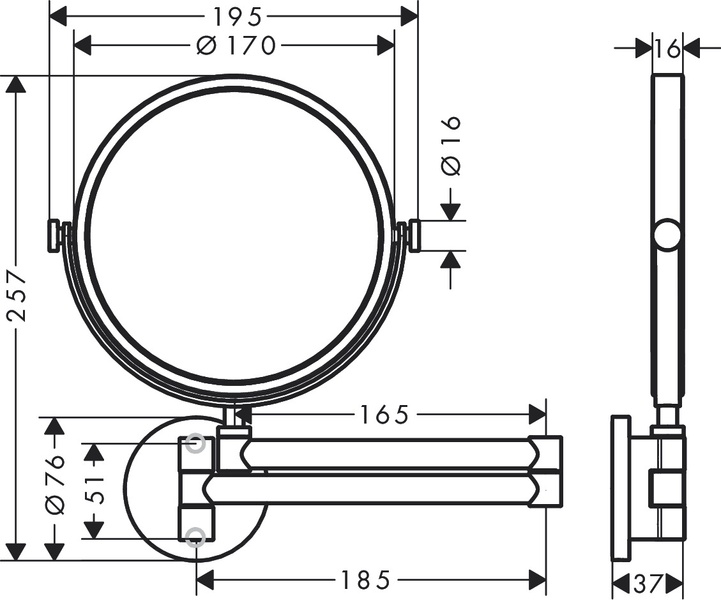 Дзеркало косметичне AXOR UNIVERSAL CIRCULAR 42849670, чорний 800005387 фото