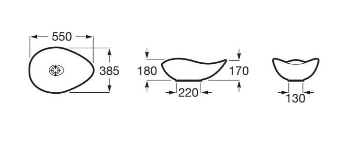 Умивальник накладний 55 см ROCA OHTAKE A327A13000, білий глянсовий 103218 фото