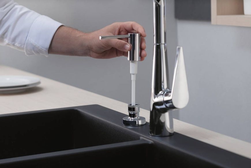 Диспенсер для жидкого мыла HANSGROHE A51 40448800, нержавеющая сталь 71647 фото