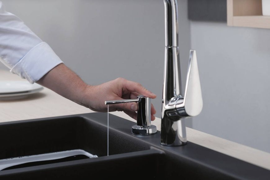 Диспенсер для жидкого мыла HANSGROHE A51 40448800, нержавеющая сталь 71647 фото