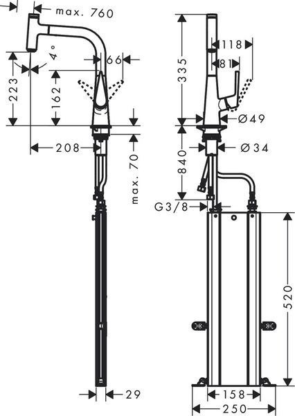 Змішувач для кухонної мийки HANSGROHE TALIS SELECT M51 73852000 69084 фото