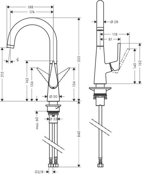 Смеситель для кухонной мойки HANSGROHE TALIS S 72814800, нержавеющая сталь 63597 фото