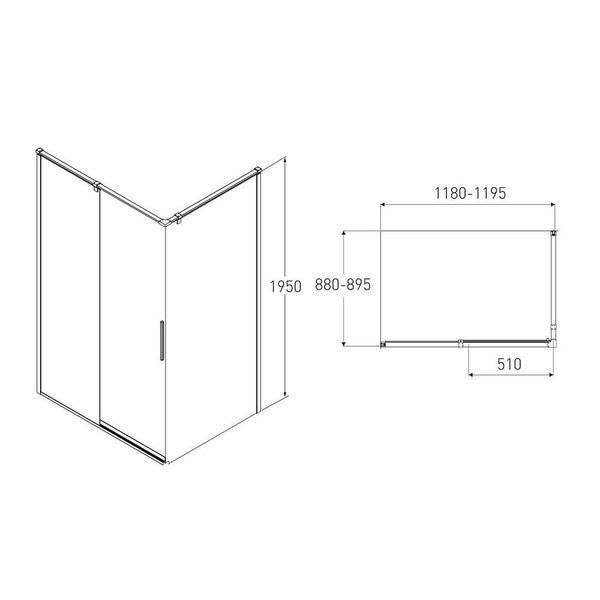 Душевая кабина VOLLE LEON 120x90 10-22-244glass, хром 77585 фото