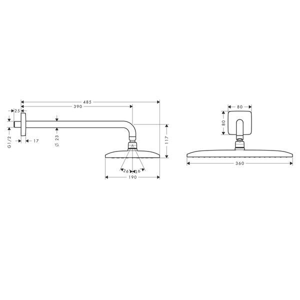 Лійка верхнього душу HANSGROHE RAINDANCE E 27376000 30976 фото