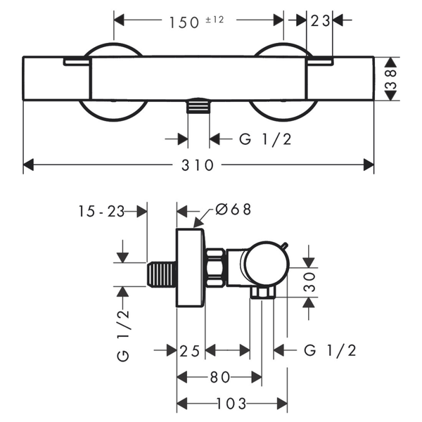 Змішувач для душу HANSGROHE ECOSTAT 13324000 98851 фото
