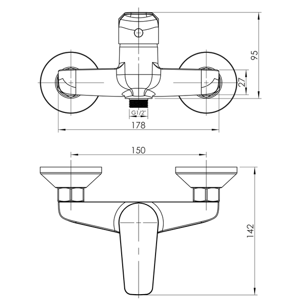 Змішувач для душу з душовим гарнітуром RJ LOLA RJFA063-04CH, хром 100244 фото