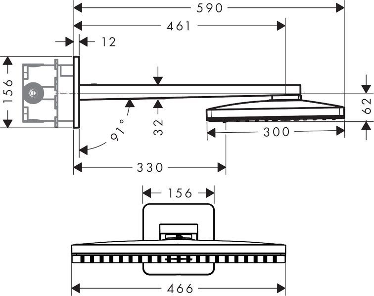 Верхній душ 460/300 3jet AXOR SHOWER SOLUTIONS 35276000, з тримачем, з розеткою softsquare 69953 фото