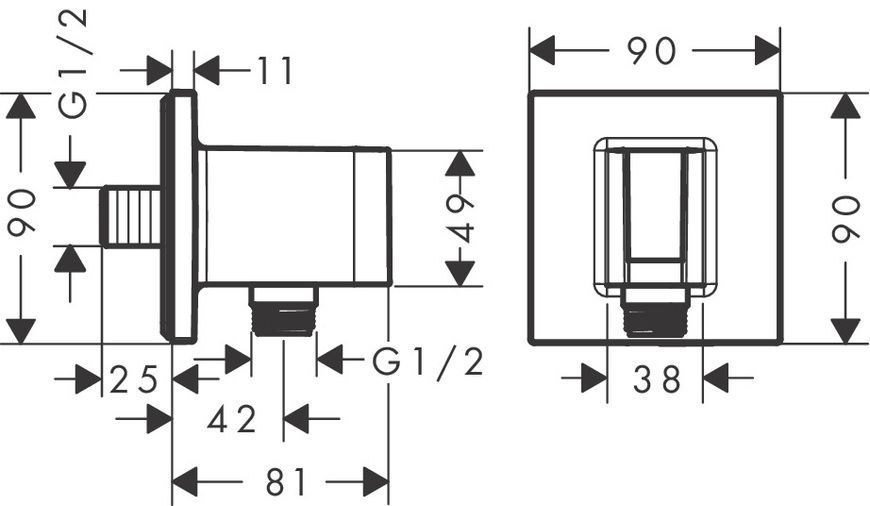 Porter-набір AXOR SHOWER SOLUTIONS 36734670, квадратний, чорний 800005338 фото