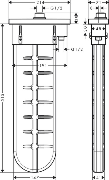 Внешняя часть с прямоугольной розеткой HANSGROHE SBOX 28010990, золото глянец 82758 фото