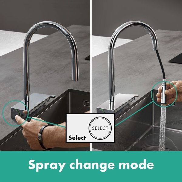 Змішувач для кухонної мийки з висувним душем HANSGROHE AQUNO SELECT M81 73837000 71644 фото