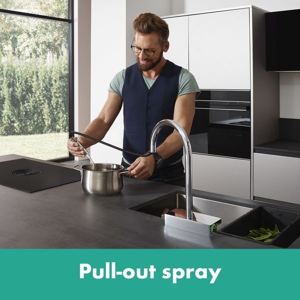Змішувач для кухонної мийки з висувним душем HANSGROHE AQUNO SELECT M81 73837000 71644 фото