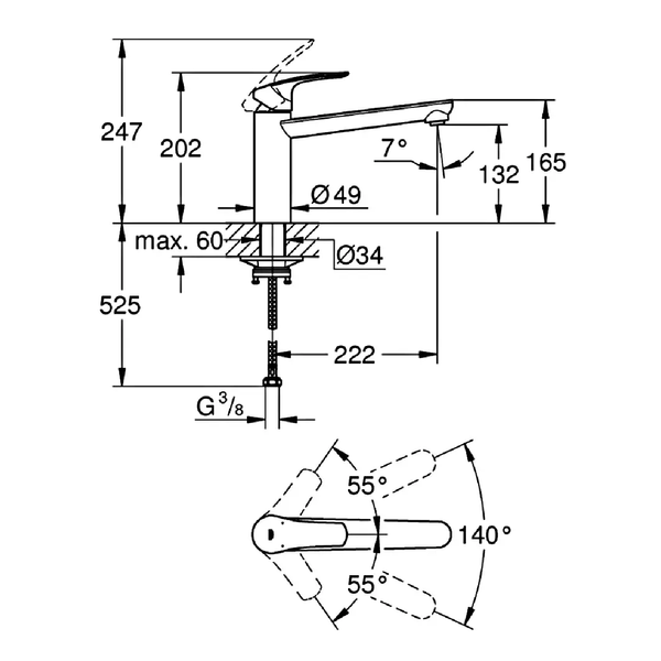 Смеситель для кухни GROHE EUROSMART 303052431, черный матовый 100420 фото