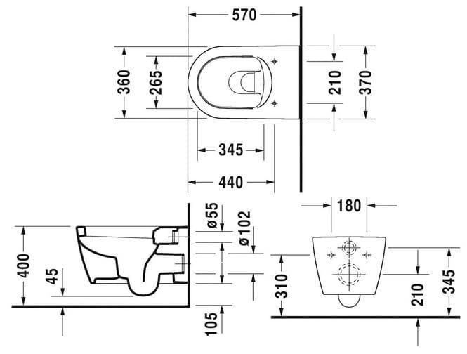 Унітаз консольний DURAVIT ME BY STARCK 2528090000, 370х570 800006200 фото