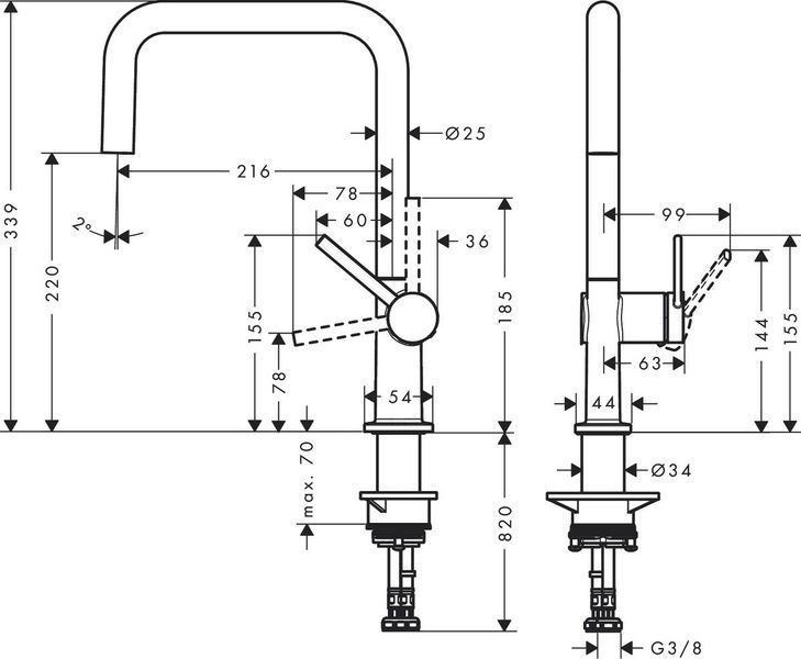 Змішувач для кухонної мийки HANSGROHE TALIS M54 72844000 79350 фото