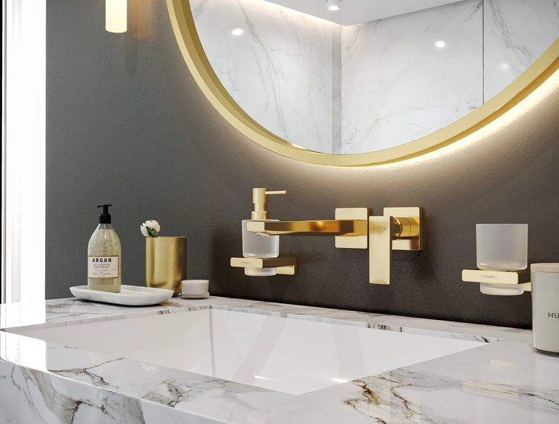 Змішувач для раковини настінний HANSGROHE METROPOL 32526990, золото глянсовий 76987 фото