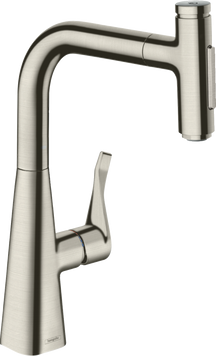 Смеситель для кухонной мойки с выдвижным душем HANSGROHE METRIS SELECT M71 73822800, нержавеющая сталь 800003961 фото