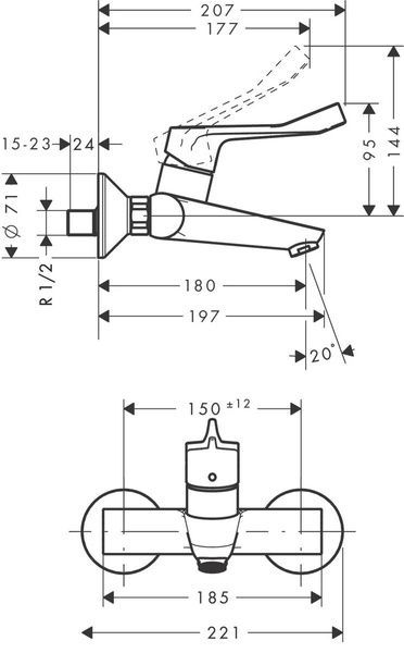 Смеситель для раковины настенный HANSGROHE FOCUS 31913000 51863 фото