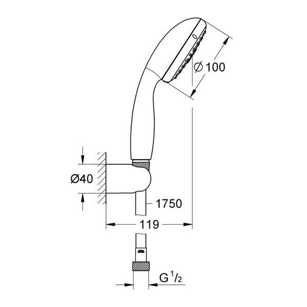 Гарнитур душевой GROHE TEMPESTA NEW 27849001 42130 фото