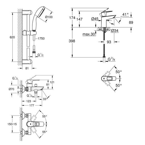 Набір змішувачів GROHE BAULOOP UA123214S0 89128 фото
