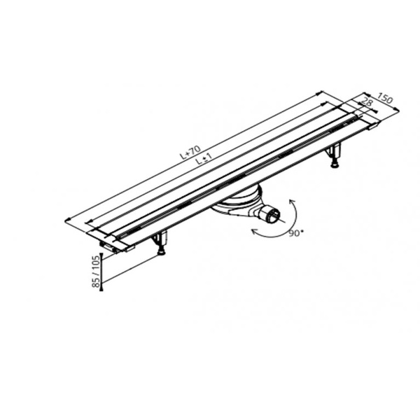 Комплект душового трапа PREVEX EASY LINE CLASSIC EL-CLPL07A-003, 350-770мм, хром 80000001968 фото