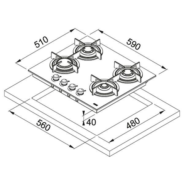 Газовая варочная поверхность FRANKE NEW CRYSTAL FHCR 604 4G HE BK C 106.0374.280 800006351 фото