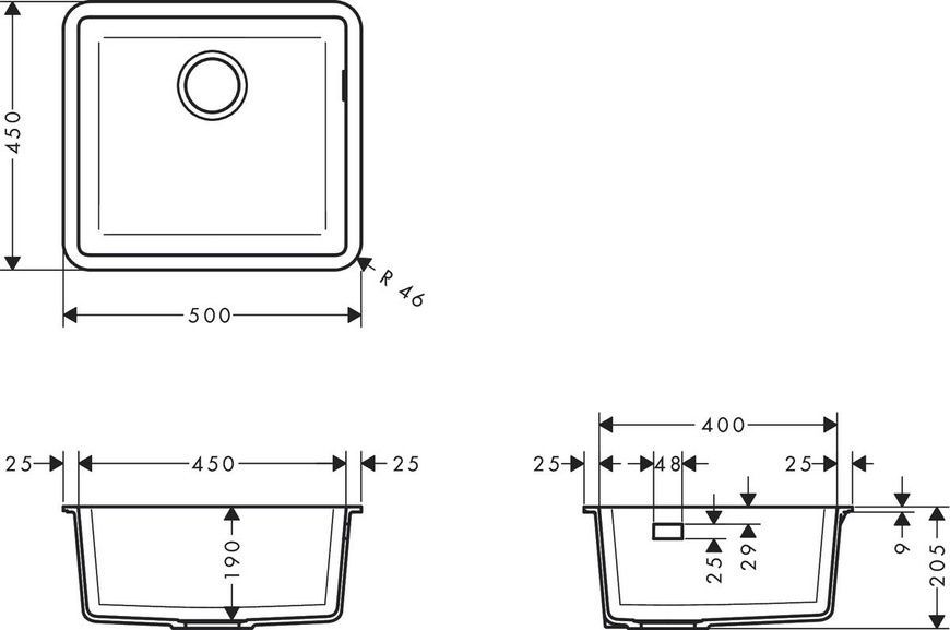 Кухонна мийка кам'яна HANSGROHE 43431170, чорний 84300 фото