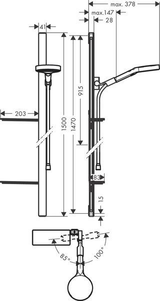 Душевой набор с душевой стойкой и мыльницей HANSGROHE RAINFINITY 27673000 800003812 фото