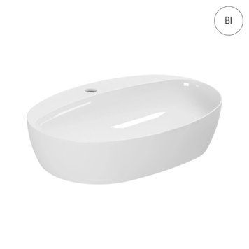 Умивальник накладний з отвором під змішувач з донним клапаном 60х42см AZZURRA ELEGANCE CIRCLE ELLA060420CMBI+PILCE, білий 103460 фото