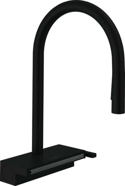Смеситель для кухонной мойки с выдвижным душем HANSGROHE AQUNO SELECT M81 73831670, черный матовый 85321 фото