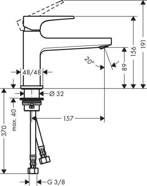Змішувач для раковини з донним клапаном HANSGROHE METROPOL 32502000 58660 фото
