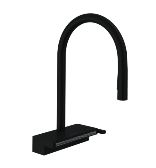 Смеситель для кухонной мойки с выдвижным душем HANSGROHE AQUNO SELECT M81 73831670, черный матовый 85321 фото
