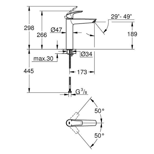 Смеситель для умывальника GROHE EUROSMART NEW 23971003, хром 85672 фото