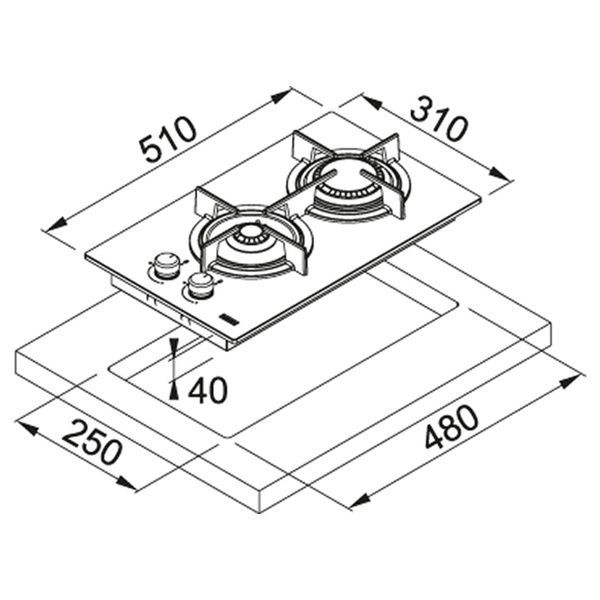Газова варильна поверхня FRANKE NEW CRYSTAL FHCR 302 2G HE BK C 106.0374.278 800006352 фото